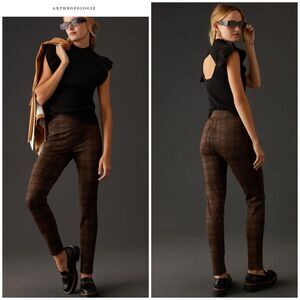 Anthropologie Sanctuary Plaid Runway Leggings Brown Motif Size Small